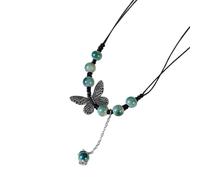 Klaisy Collier élégant avec pendentif papillon fabriqué à la main en céramique mettant en valeur le pendentif papillon fait à la main exprime l'individualité et le goût