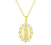 Klaisy Collier exquis pour couple avec pendentif Vierge Marie, bijou religieux, collier unisexe en cuivre pour homme Collocation quotidienne