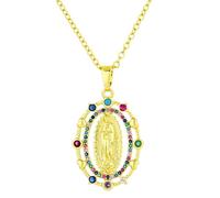 Klaisy Collier exquis pour couple avec pendentif Vierge Marie, bijou religieux, collier unisexe en cuivre pour homme Collocation quotidienne