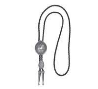 Klaisy Cravate réglable en cuir tressé pour homme et femme - Motif sculpté occidental complexe - Cravate bolo de cowboy, Argenté., taille unique