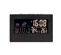 Klaisy Horloge calendrier multifonction avec écran couleur et station météo avec moniteur de température et d'humidité, alarme, mur de bureau, design en temps réel