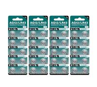 Klaisy Lot de 10/20/30/40 piles bouton AG12/LR43 SR43SW LR1142 186 386A pour montres et jouets
