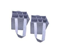 Klaisy Lot de 2 porte-bouteilles de vin en feutre avec base renforcée 6 compartiments pour bière, champagne, sacs de vin en feutre pour événements et célébrations, gris clair, Taille unique