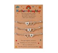 Klaisy Lot de 3 bracelets robustes en acier inoxydable en forme de cœur avec soleil et étoile pour une connexion unique parents enfants au quotidien