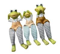 Klaisy Lot de 3 figurines de grenouilles en résine sans voir parler, entendre assis, décoration de jardin, sculptures de grenouilles fantaisistes