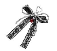 Klaisy Porte-clés élégant avec nœud en perles avec ruban pour femme Style rétro Accessoire Perles Décoration Pendentif Métal Support rétro, Noir