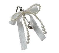 Klaisy Porte-clés élégant avec perles pour clés de voiture et sacs, accessoires de sac à breloques, porte-clés en alliage pour femmes à la mode, blanc