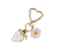 Klaisy Porte-clés en forme de fraise avec pendentif en forme de fleur pour femme - Décoration élégante facile à transporter pour un usage quotidien