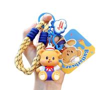 Klaisy Porte-clés motif ours beurre de dessin animé, sac à dos, pendentif léger en alliage de PVC, décorations pour sacs, cadeaux, adorable décoration de sac à dos, jaune