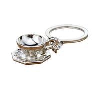 Klaisy Porte-clés porte-filtre symbolique de la culture du café - Accessoire de sac - Texture métallique - Convient pour offrir un porte-clés en métal, Plateau Tasse Argent, taille unique