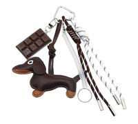 Klaisy Porte-clés tendance en forme de chien saucisse - Porte-clés créatif en polyuréthane pour décorations de dos - Porte-clés en polyuréthane - Charme de sac à bandoulière pour femme, marron foncé