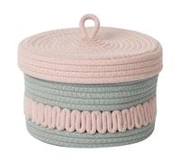 Klaisy Récipient de rangement en fibre naturelle avec couvercle - Panier en corde de coton tissée pour salle de bain, comptoir, bureau, accessoires d'organisation - Panier de rangement en corde de