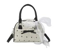 Klaisy Sac à bandoulière professionnel avec imprimé nœuds en ruban, poche zippée sécurisée, sac à bandoulière pratique pour le travail ou les voyages, coutures renforcées, blanc, One Size
