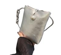 Klaisy Sac de téléphone compact en cuir PU à la mode, sac à main à bandoulière tressée, sacoche pour étudiants et banlieusards en ville, sac pour le shopping, Argenté., One Size