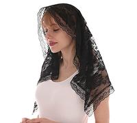 Klaisy Voile en dentelle Mantilla doux et confortable 2 couleurs noir et blanc voile en dentelle rose espagnole pour couvrir la tête en forme de D Mantilla catholique