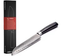 KLAMER Couteau Santoku Premium en acier Damas authentique japonais de 18 cm