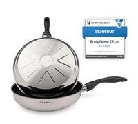 KLAMER poêle à frire 28 cm, poêle à induction antiadhésive, avec bord haut, revêtement premium, poêle universelle professionnelle de haute qualité