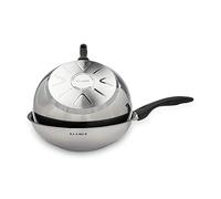 KLAMER Wok en acier inoxydable de 28 cm, poêle à induction antiadhésive, avec bord haut, revêtement premium, wok professionnel de haute qualité