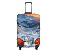 KLAMN Housse de bagage avec impression de boules de glace et de feu - Housse de protection élastique pour valise de 45,7 à 81,3 cm, blanc, XL