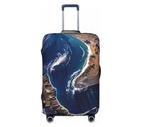 KLAMN Housse de bagage avec impression Vue de la Terre depuis l'espace extra-atmosphérique, housse de bagage de voyage, housse de protection élastique pour valise de 45,7 à 81,3 cm, blanc, M