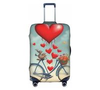 KLAMN Housse de protection élastique pour valise de voyage avec imprimé « Two Hearts Fall in Love on Bicycle » de 45,7 à 81,3 cm, blanc, M