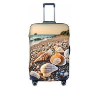 KLAMN Seashells by the Seashore Housse de bagage imprimée Housse de bagage de voyage élastique Protecteur de valise 45,7 à 81,3 cm, blanc, L