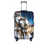 KLAMN Wolves Love Under The Moon Housse de bagage élastique avec imprimé animal sauvage 45,7 à 81,3 cm, blanc, XL