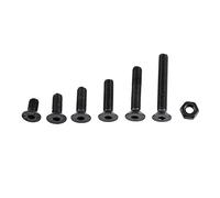 Klanata 250 PCS ALLIAGE ACTEUR M3 Vis de tête à bouton noir, écrous et boulons de fixation avec 3 options de tête pour les machines, réparation de meubles, inventions de bricolage (C: Tête plate)