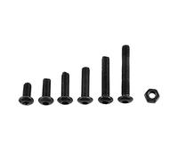 Klanata 250 PCS ALLIAGE ACTEUR M3 Vis de tête à bouton noir, écrous et boulons de fixation avec 3 options de tête pour les machines, réparation de meubles, inventions de bricolage (B: tête de bouton)