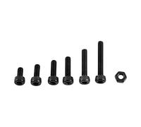 Klanata 250 PCS ALLIAGE ACTEUR M3 Vis de tête à bouton noir, écrous et boulons de fixation avec 3 options de tête pour les machines, réparation de meubles, inventions de bricolage (R: tête de