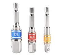 Klanata 3 pièces Hex Bit de perceuse à socket Ensemble d'adaptateur, 1 4 3 8 1 2 pouces Impact de la conduite prêt, tapez une tige pour les outils électriques (Style B)