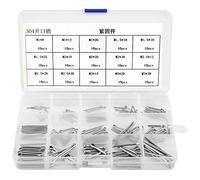 Klanata 304 Kit d'assortiment à broches en cottre en acier inoxydable - 150pcs 15 tailles R Clips M1-M3 Pinons fendus en service robustes pour mécanique automobile Système de