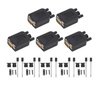 Klanata 5 Jeux de connecteurs de Port série Adaptateur mâle DB9 RS232 avec boîtier en polypropylène et Attaches de Montage compatibles avec Les Ordinateurs, Machines à Codes-Barres et