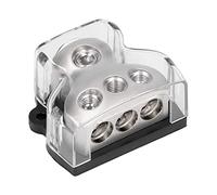 Klanata Bloc de Distribution d'énergie à 3 Voies, Porte-fusible Audio, Bloc de Connexion pour systèmes d'amplificateur de Voiture, nickelé, Base Noire (B (Base Noire))