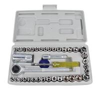 Klanata Jeu de clés à douille en acier au carbone avec 34 pièces, kit d'outils micro-combinés pour réparation mécanique automobile et domestique, comprend une tête de conversion et des