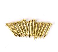 Klanata Lot de 100 clous de finition en laiton pour écusson, kit d'assortiment de clous pour charnières de meubles, tête ronde en laiton 10 mm, 15 mm, 18 mm, 22 mm (10 mm de long)