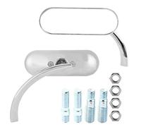 Klanata Lot de 2 rétroviseurs latéraux ovales universels pour moto - Verre électroargenté, support avec trou fileté de 8 mm et 10 mm pour une sécurité de conduite améliorée