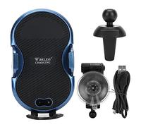 Klanata Support de téléphone pour Chargeur de Voiture sans Fil pour Tableau de Bord ou Grille d'aération, Serrage Automatique par Induction Infrarouge et Support de Charge Rapide pour (Bleue)