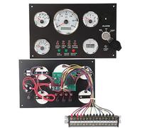 Klanata Tableau de bord de bateau 12/24 V avec rétroéclairage rouge, vitesse du moteur, niveau d'huile, pression, température de l'eau et jauges de tension pour camping-car, (12V)