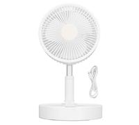 Klanata Ventilateur pliable rétractable rechargeable par USB avec batterie interne de 3 600 mAh - Unité portable au sol et de bureau - 4 réglages de vitesse - Fonctionnement silencieux de (3600 mAh)