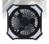 Klanata Ventilateur portable rechargeable avec batterie 4000 mAh et lanterne LED, ventilateur de refroidissement sans fil à 3 vitesses avec entrée de type C et sortie USB A, (Noire)