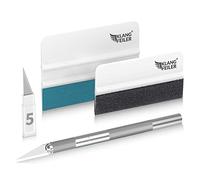 Klangfeiler® Kit de Raclettes - pour Application Film thermoformable - avec Cutter et 5 Lames - Film Vinyle Voiture - adhesif Moto