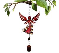 Klangspiel Engel aus Metall & Glas (36,5 x 15 cm) - Elegantes Engels-Windspiel mit Sonnenfänger-Effekt - Beruhigende Gedenk-Glocke & Dekoration für Garten, Balkon, Terrasse und Innenbereich