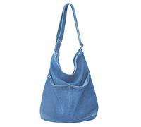 KlaOYer Grand sac besace en toile avec poche pour homme et femme, Bleu clair 3, Durable