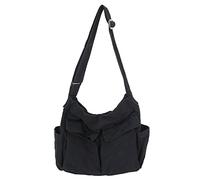KlaOYer Grand sac besace en toile avec poche pour homme et femme, noir