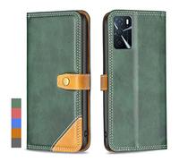 Klapber Coque pour Oppo A16 Etui Housse Cuir pour Oppo A16 Étuis à Rabat Pochettes avec Fentes Cartes Protecteur Silicone Souple Ceinture étuis pour Oppo A16, Vert