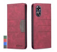 Klapber Coque pour Oppo A17 Etui Cuir pour Oppo A17 Coque Housse Portefeuille vec Fente pour Carte Pochette Protecteur Soft TPU Silicone Ceinture Rabat Étui Oppo A17, Rouge