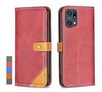 Klapber Coque pour Oppo Find X5 Pro Etui Housse Cuir pour Oppo Find X5 Pro Étuis à Rabat Pochettes avec Fentes Cartes Protecteur Silicone Souple Ceinture étuis pour Oppo Find X5 Pro, Rouge