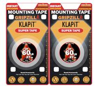 KLAPiT GRIPZILLA Super Tape - Lot de 2 rubans adhésifs nano double face ultra résistants de 1 m | Peut supporter 27 kg | Infusé de fibres, imperméable, sans résidus, adhésif puissant pour murs