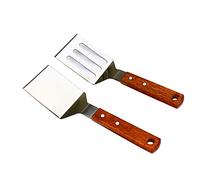KLAQQED Spatule Cuisine Spatule Inox Spatules Spatule Cuisine Inox Ustensiles De Cuisine Inox Spatule Plancha Ustensiles Barbecue Spatule à gril Spatule fendue avec manche en bois